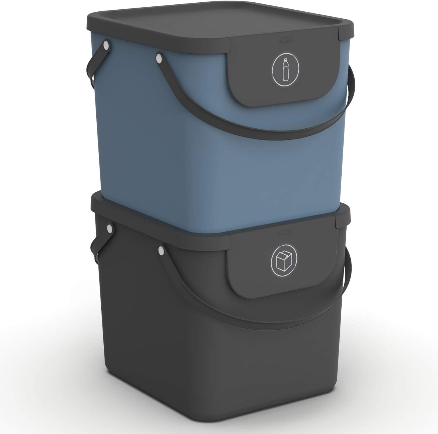 Rotho Albula Afvalscheidingssysteem Set van 4 - 2x25L & 2x40L - Blauw, Cappuccino en Antraciet