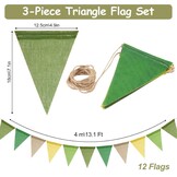 Tikplus Vlaggenlijn Groen 12 Meter - 3 Stuks Bunting Slingers voor Binnen en Buiten