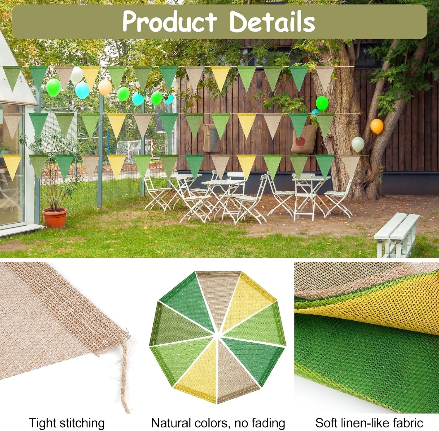 Tikplus Vlaggenlijn Groen 12 Meter - 3 Stuks Bunting Slingers voor Binnen en Buiten