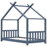 vidaXL Kinderbedframe massief grenenhout grijs 70x140 cm