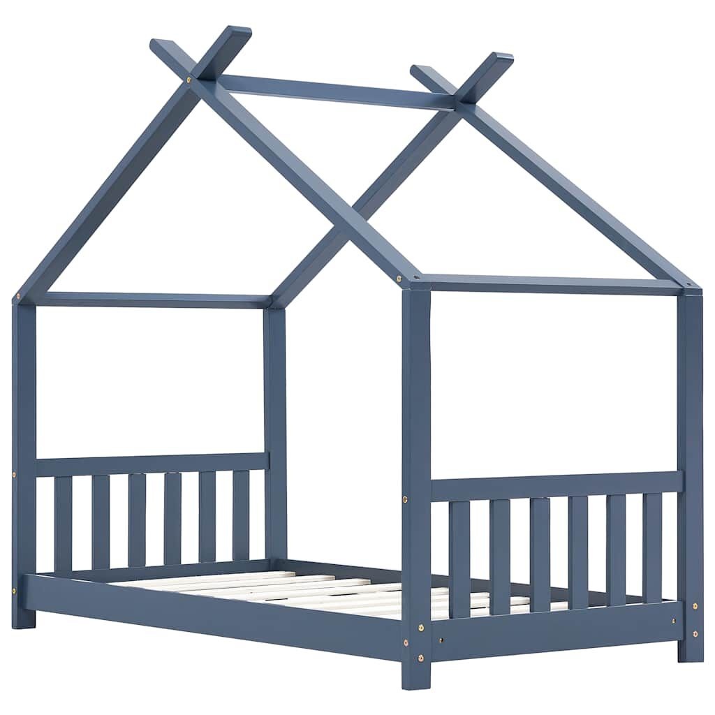 vidaXL Kinderbedframe massief grenenhout grijs 70x140 cm