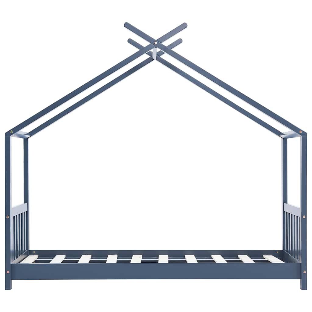 vidaXL Kinderbedframe massief grenenhout grijs 70x140 cm