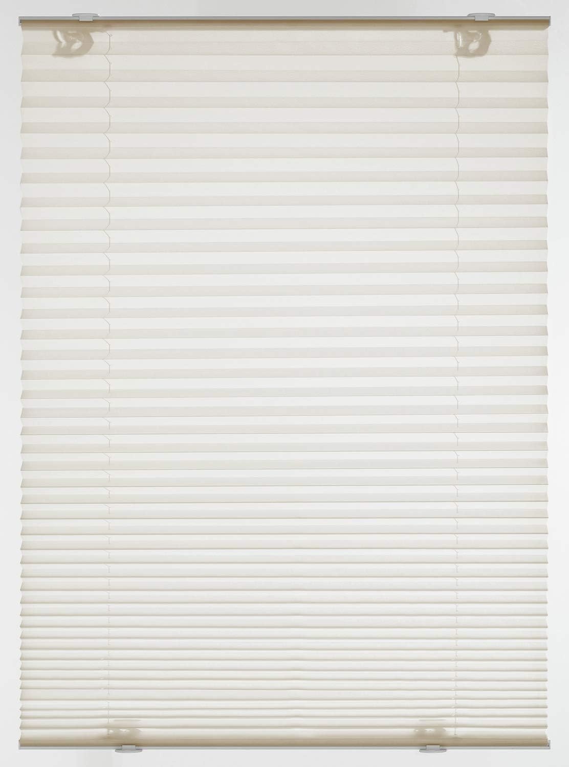 GARDINIA Plisségordijn Solo met zuignappen, ondoorzichtig vouwgordijn, montagemateriaal meegeleverd, 2 geleiders van aluminium, wit, 100 x 130 cm (BxH)