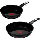 Tefal Explore Ceramic G2149032 Set van 2 Anti-aanbak Koekenpannen 24 en 28 cm, Keramische Titaniumlaag, Inductiegeschikt, Thermo-Spot Indicator, PFOA-vrij, Vaatwasmachinebestendig