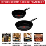 Tefal Explore Ceramic G2149032 Set van 2 Anti-aanbak Koekenpannen 24 en 28 cm, Keramische Titaniumlaag, Inductiegeschikt, Thermo-Spot Indicator, PFOA-vrij, Vaatwasmachinebestendig