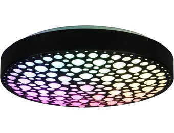 Reality Leuchten LED plafondlamp Chizu R67161132, kunststof zwart mat, incl. 22 Watt Rainbow LED, afstandsbediening, dimmer, kleurverandering, nachtlampje