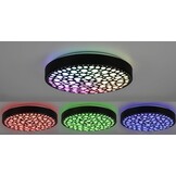 Reality Leuchten LED plafondlamp Chizu R67161132, kunststof zwart mat, incl. 22 Watt Rainbow LED, afstandsbediening, dimmer, kleurverandering, nachtlampje