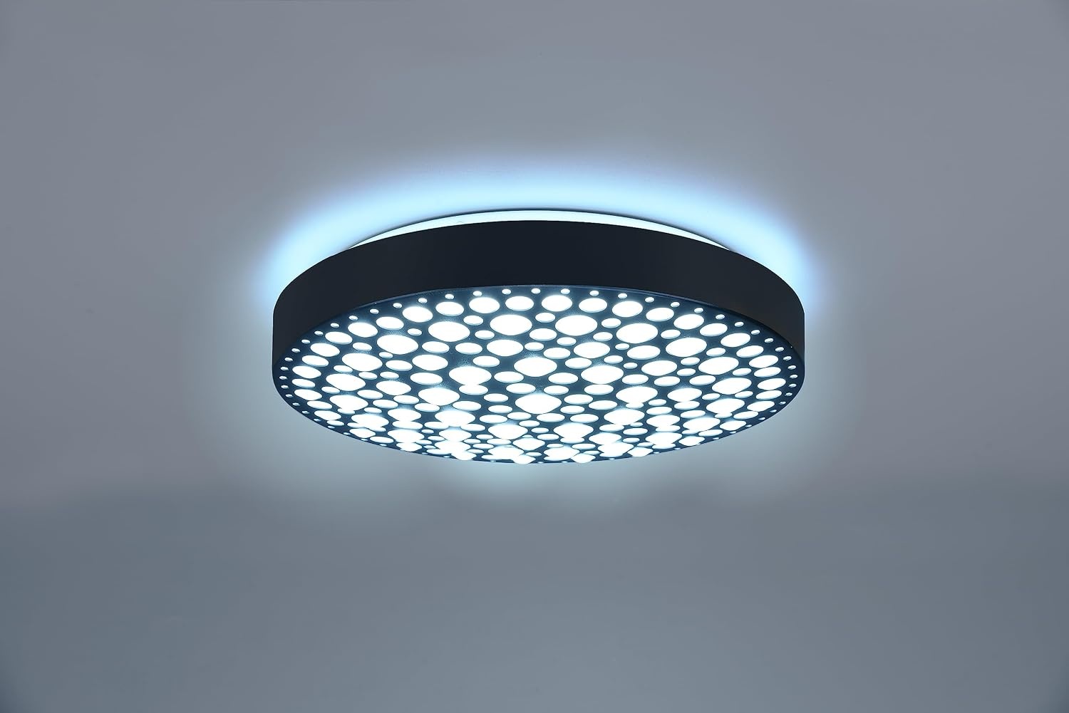 Reality Leuchten LED plafondlamp Chizu R67161132, kunststof zwart mat, incl. 22 Watt Rainbow LED, afstandsbediening, dimmer, kleurverandering, nachtlampje