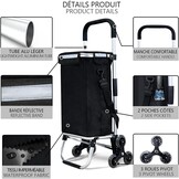 VOUNOT Boodschappentrolley met 6 wielen van aluminium met waterdicht geïsoleerd vak, boodschappentrolley, opvouwbaar, 3-in-1, tas, trolley, trap, zwart