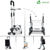 VOUNOT Boodschappentrolley met 6 wielen van aluminium met waterdicht geïsoleerd vak, boodschappentrolley, opvouwbaar, 3-in-1, tas, trolley, trap, zwart