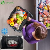 VOUNOT Boodschappentrolley met 6 wielen van aluminium met waterdicht geïsoleerd vak, boodschappentrolley, opvouwbaar, 3-in-1, tas, trolley, trap, zwart