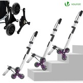 VOUNOT Boodschappentrolley met 6 wielen van aluminium met waterdicht geïsoleerd vak, boodschappentrolley, opvouwbaar, 3-in-1, tas, trolley, trap, zwart