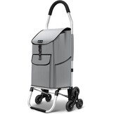 VOUNOT Boodschappentrolley met 6 wielen van aluminium met waterdicht geïsoleerd vak, boodschappentrolley, opvouwbaar, 3-in-1, tas, trolley, trap, zwart