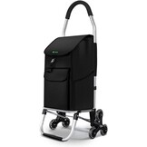 VOUNOT Boodschappentrolley met 6 wielen van aluminium met waterdicht geïsoleerd vak, boodschappentrolley, opvouwbaar, 3-in-1, tas, trolley, trap, zwart