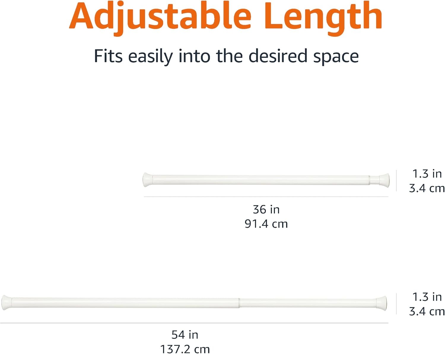 Amazon Basics Telescopische douchegordijnstang om in te klemmen, 91-137 cm, wit