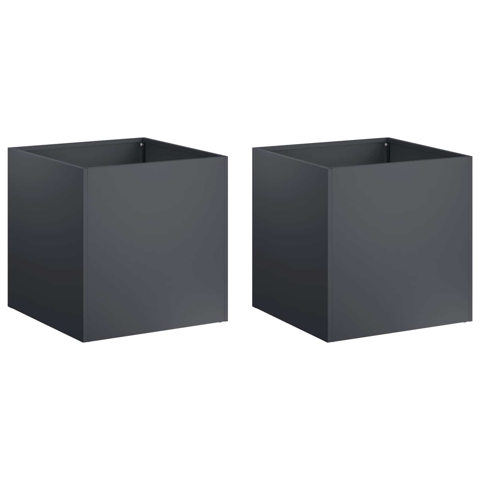 vidaXL Plantenbak 2 st Antraciet 25 x 25 x 25 cm Koudgewalst staal