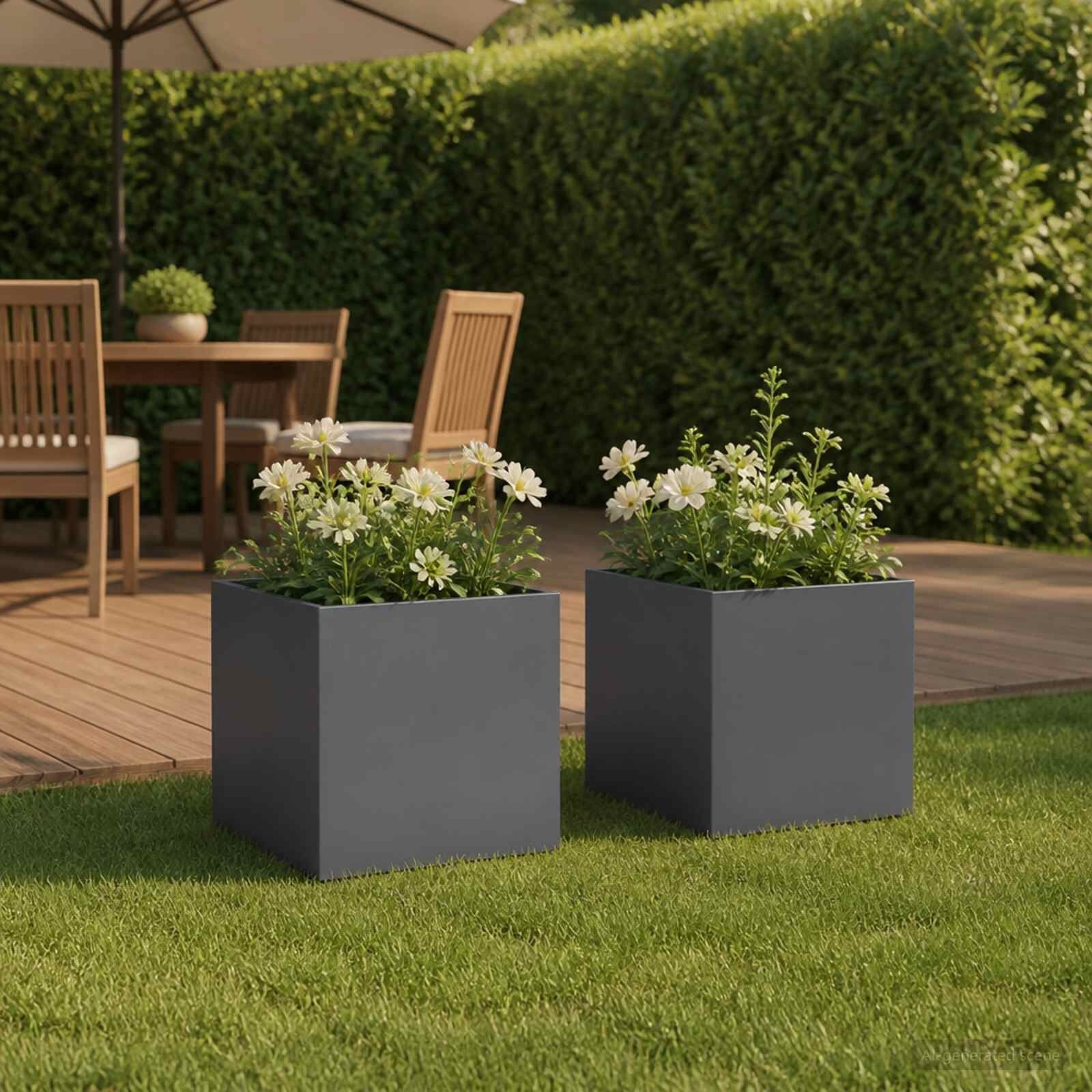 vidaXL Plantenbak 2 st Antraciet 25 x 25 x 25 cm Koudgewalst staal
