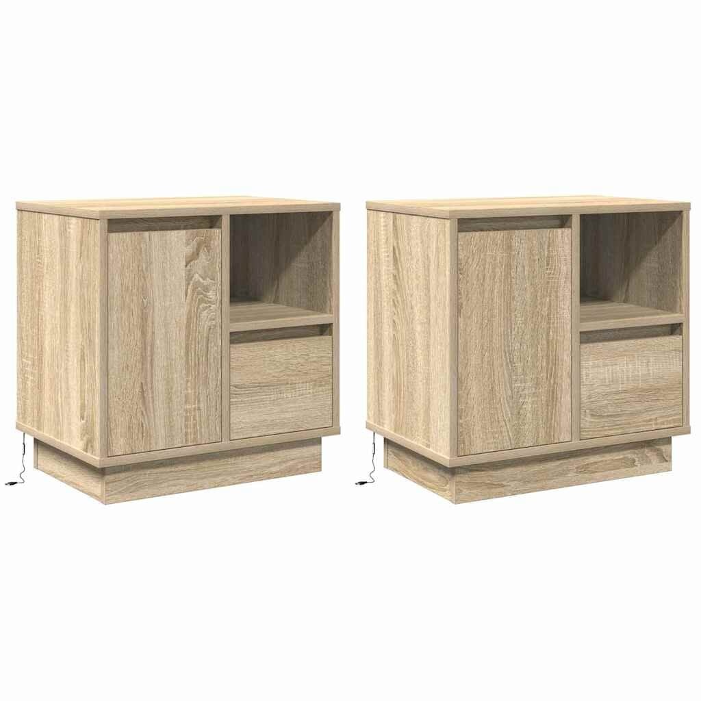 vidaXL Nachtkastje 2 st Sonoma Eiken 50 x 34,5 x 50 cm. Bewerkt hout