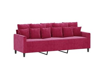 vidaXL Driezitsbank 180 cm fluweel wijnrood