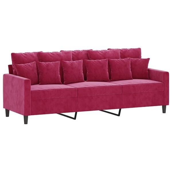 vidaXL Driezitsbank 180 cm fluweel wijnrood