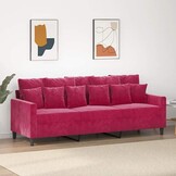 vidaXL Driezitsbank 180 cm fluweel wijnrood