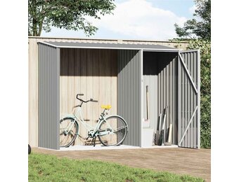 vidaXL Brandhoutschuur 245x98x159 cm gegalvaniseerd staal grijs