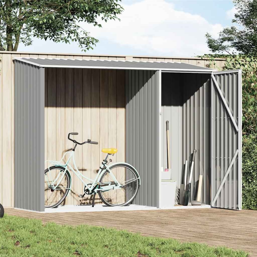 vidaXL Brandhoutschuur 245x98x159 cm gegalvaniseerd staal grijs