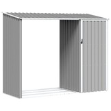 vidaXL Brandhoutschuur 245x98x159 cm gegalvaniseerd staal grijs