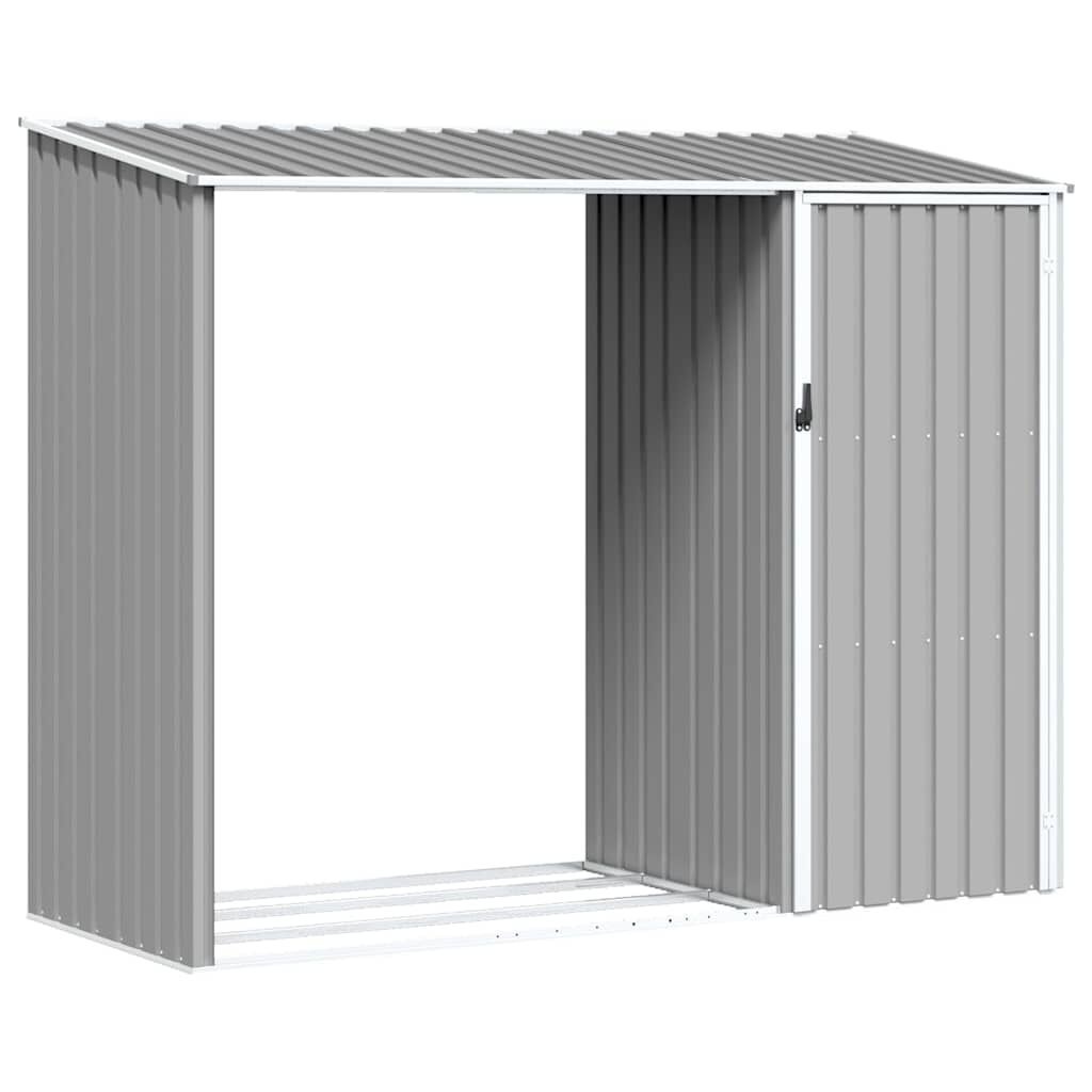vidaXL Brandhoutschuur 245x98x159 cm gegalvaniseerd staal grijs