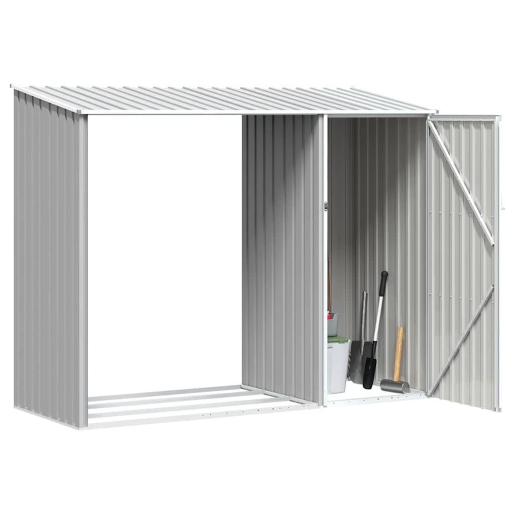 vidaXL Brandhoutschuur 245x98x159 cm gegalvaniseerd staal grijs