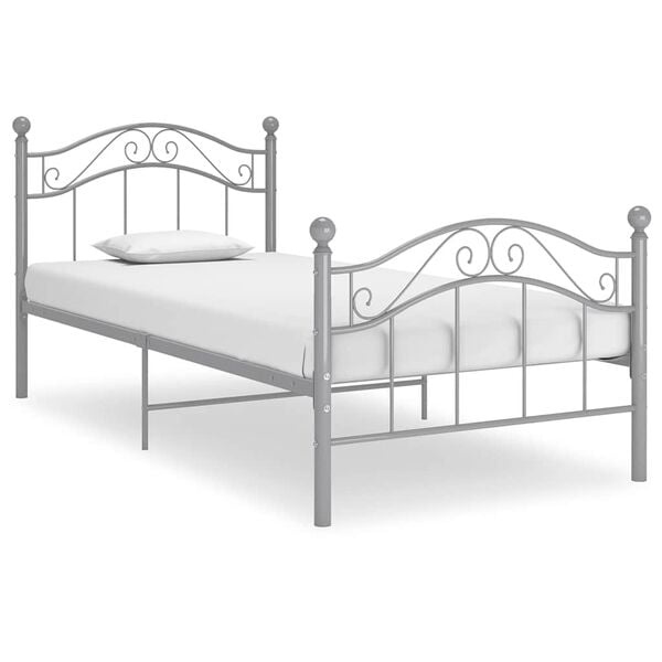 vidaXL Bedframe metaal grijs 90x200 cm