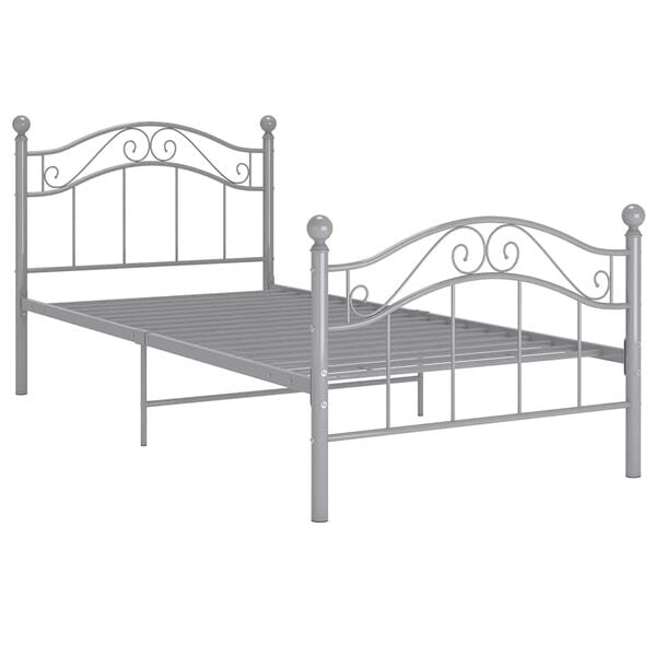 vidaXL Bedframe metaal grijs 90x200 cm