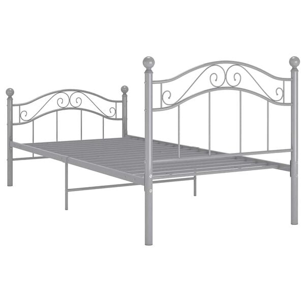 vidaXL Bedframe metaal grijs 90x200 cm