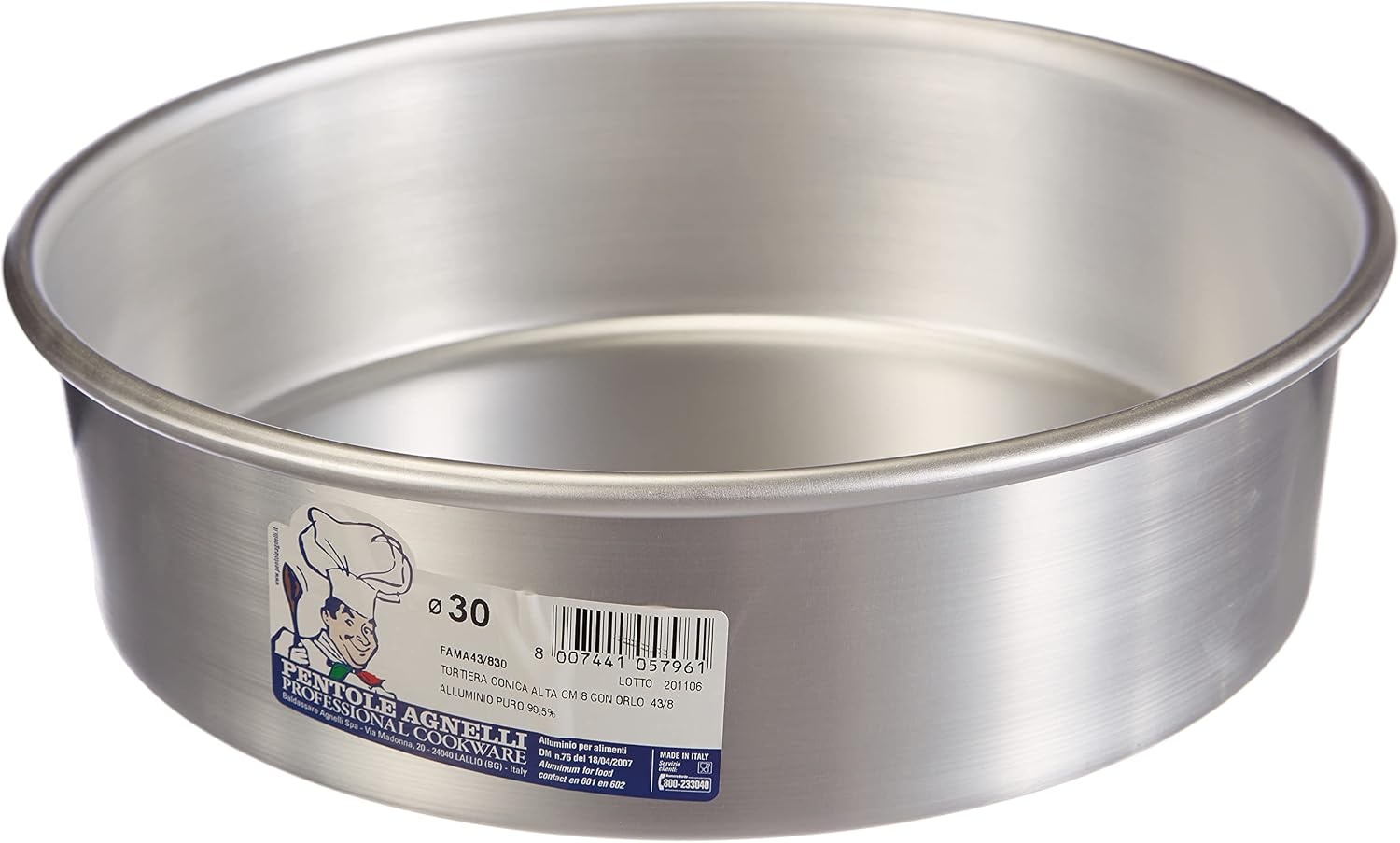 Pentole Agnelli Conische Taartvorm met Rand - Aluminium - 40 cm - Zilver