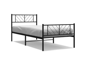 vidaXL Bedframe met hoofd- en voeteneinde metaal zwart 100x200 cm