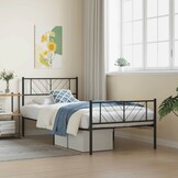 vidaXL Bedframe met hoofd- en voeteneinde metaal zwart 100x200 cm