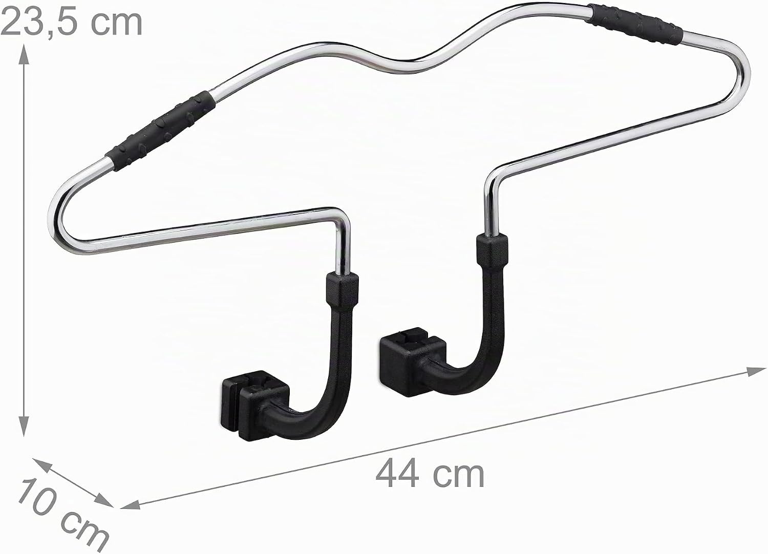 Relaxdays kledinghanger auto voor hoofdsteun, set van 2, antislip, staal, kleerhanger voor autostoel, zilver/zwart
