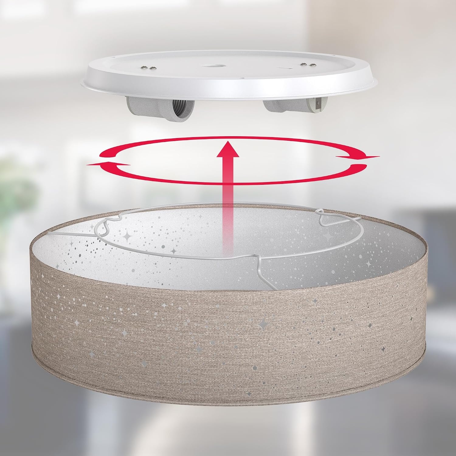 B.K.Licht Plafondlamp met Sterrenhemel Effect - Taupe - 38 cm