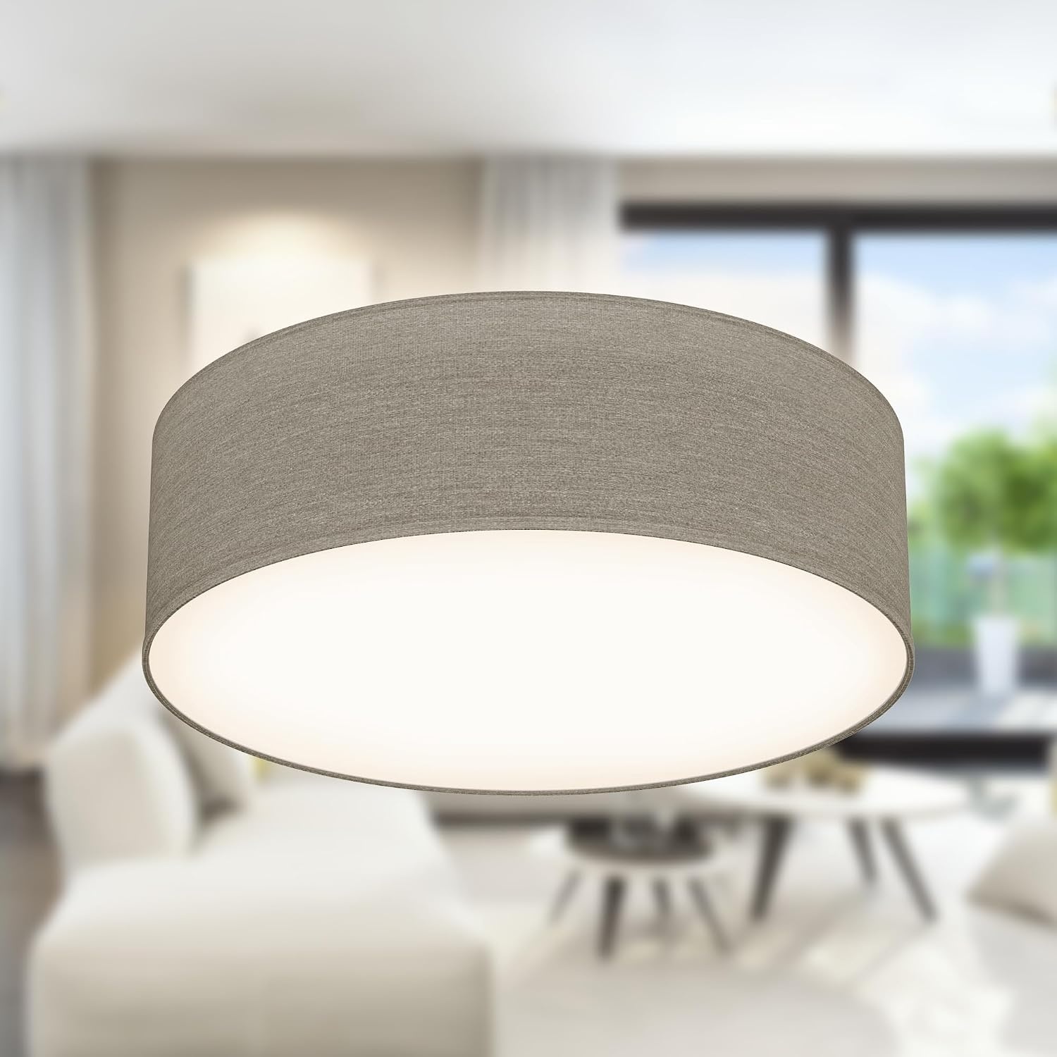 B.K.Licht Plafondlamp met Sterrenhemel Effect - Taupe - 38 cm