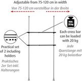 WENKO Hercules Kledingstangen - Set van 2 - 75 tot 120 cm - Zwart