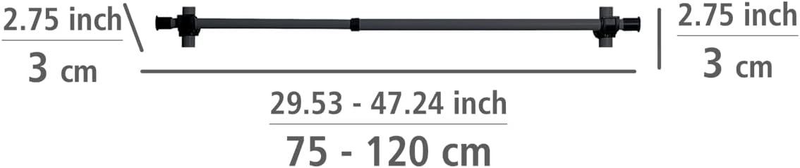 WENKO Hercules Kledingstangen - Set van 2 - 75 tot 120 cm - Zwart