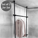 WENKO Hercules Kledingstangen - Set van 2 - 75 tot 120 cm - Zwart