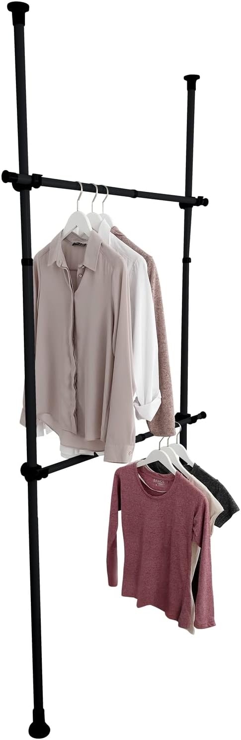 WENKO Hercules Kledingstangen - Set van 2 - 75 tot 120 cm - Zwart