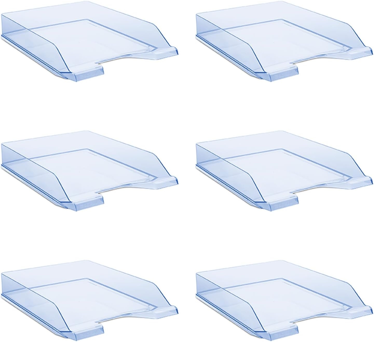 DONAU Brievenbak standaard transparant blauw / 6 stuks - A4 / brievenmand moderne en stapelbare plank/transparant glashelder/bureaublad/polystyreen