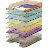 DONAU Brievenbak standaard transparant blauw / 6 stuks - A4 / brievenmand moderne en stapelbare plank/transparant glashelder/bureaublad/polystyreen