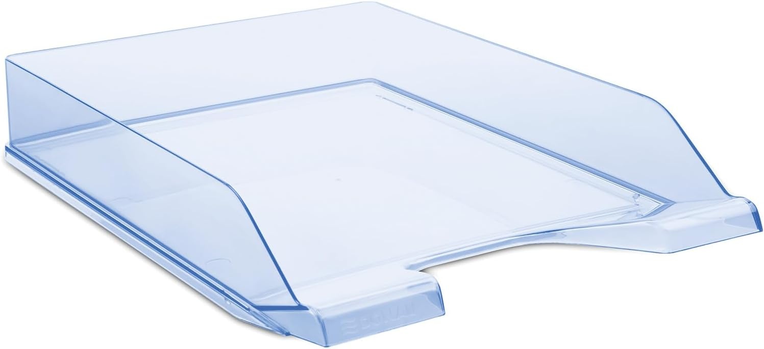 DONAU Brievenbak standaard transparant blauw / 6 stuks - A4 / brievenmand moderne en stapelbare plank/transparant glashelder/bureaublad/polystyreen