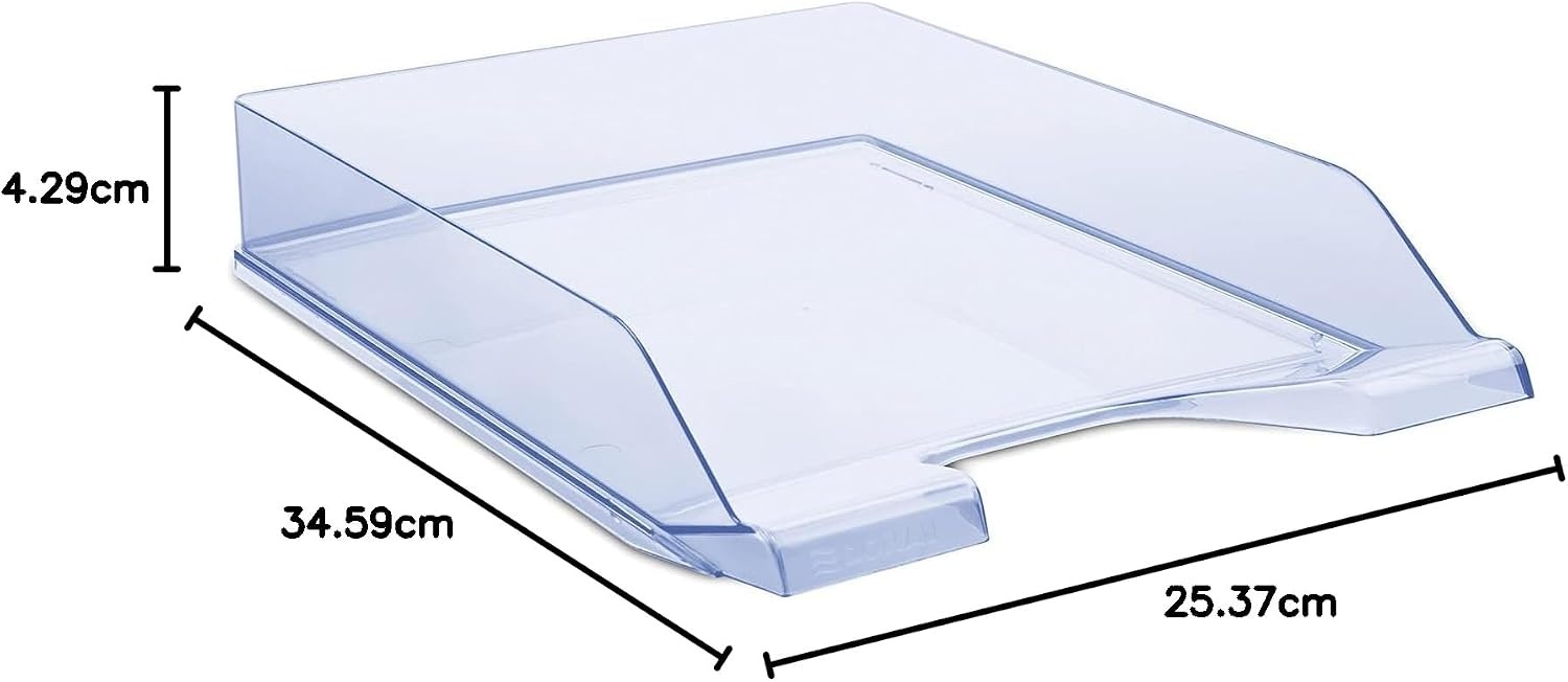 DONAU Brievenbak standaard transparant blauw / 6 stuks - A4 / brievenmand moderne en stapelbare plank/transparant glashelder/bureaublad/polystyreen