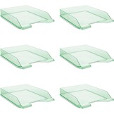 DONAU Brievenbak standaard transparant blauw / 6 stuks - A4 / brievenmand moderne en stapelbare plank/transparant glashelder/bureaublad/polystyreen