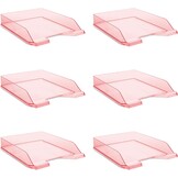 DONAU Brievenbak standaard transparant blauw / 6 stuks - A4 / brievenmand moderne en stapelbare plank/transparant glashelder/bureaublad/polystyreen