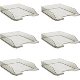 DONAU Brievenbak standaard transparant blauw / 6 stuks - A4 / brievenmand moderne en stapelbare plank/transparant glashelder/bureaublad/polystyreen